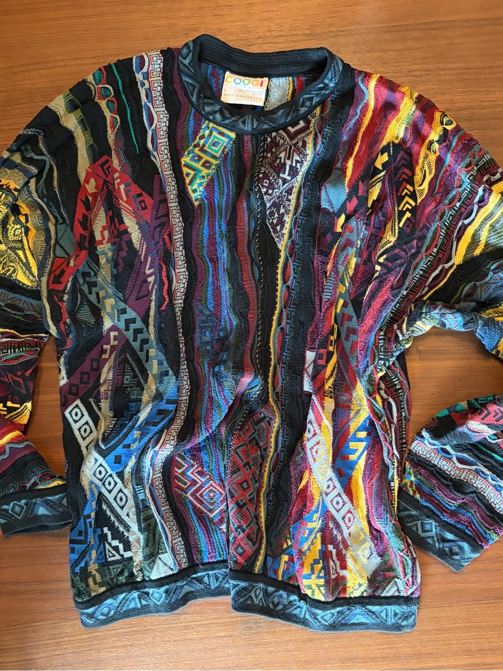 COOGI Men's Multicolor Geometric Crewneck Sweater